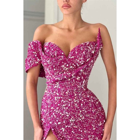 Unique Sparkle One-shoulder Sweetheart Mermaid Sequin Prom Dress