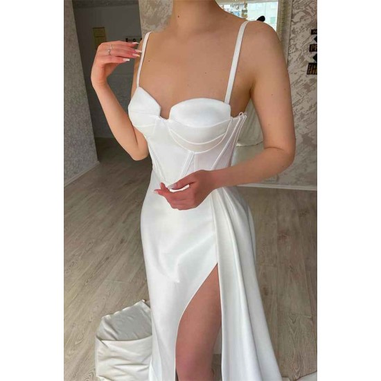 Elegant Ivory Sweetheart Mermaid Prom Dress with high split