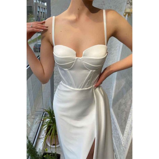 Elegant Ivory Sweetheart Mermaid Prom Dress with high split