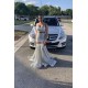 Popular Spaghetti Sequins Illusion Sweep Train Mermaid Prom Dresses