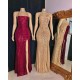 Spaghetti-straps Criss-cross Long Slit Sequins Mermaid Prom Dresses