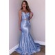 Reba| New Arrival Sparkle Pool Spaghetti Strap Open Back Prom Party Gowns