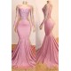 Pink Appliques Long Sleevess Prom Dresses New Arrival Gorgeous Mermaid Evening Gowns