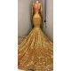 Gorgeous Mermaid Sequins Long Sleevess Floor Length Prom Dresses