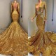Gorgeous Mermaid Sequins Long Sleevess Floor Length Prom Dresses