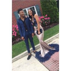 Chic Mermaid V-Neck Straps Long Prom Party Gowns