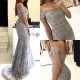 Mermaid Off-the-Shoulder Prom Dresses Sweetheart Long Silver Evening Gowns