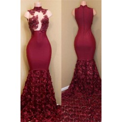 Burgundy mermaid prom dress, long evening gowns