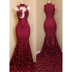 Burgundy mermaid prom dress, long evening gowns