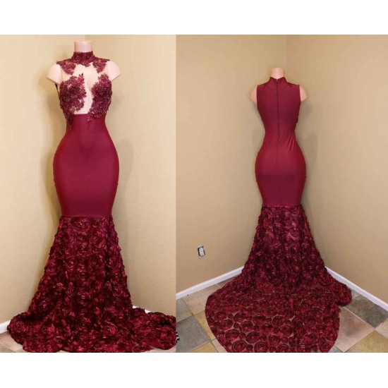 Burgundy mermaid prom dress, long evening gowns