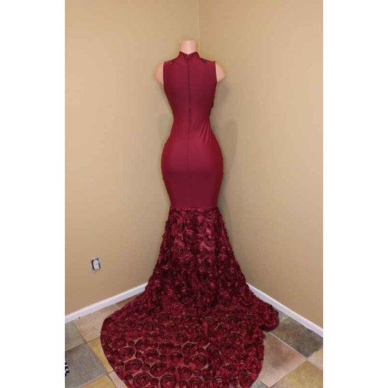Burgundy mermaid prom dress, long evening gowns