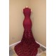 Burgundy mermaid prom dress, long evening gowns