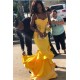 Open-Back Appliques Sleeveless Chic Stpaghetti-Straps Ruffles Mermaid Prom Dresses