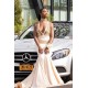 Halter Deep V-Neck Mermaid Evening Dress Appliques Prom Party Gowns