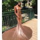 Chic Spaghetti Sequins Mermaid Prom Party GownsCharming V-Neck evening Wear