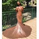 Chic Spaghetti Sequins Mermaid Prom Party GownsCharming V-Neck evening Wear