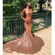 Chic Spaghetti Sequins Mermaid Prom Party GownsCharming V-Neck evening Wear