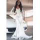 Long Sleeves Evening Gowns Lace Appliques Floor Length Prom Party Gowns