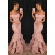 Chic Off-the-Shoulder Mermaid Prom Dresses Tiered Pink Ruffles Evening Gowns On Sale