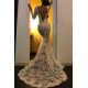 Lace Appliques Chic White Evening Dresses Long Sleeves Prom Dresses with Slit