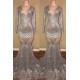 Long Sleeves Sequins Prom Party Gowns| Mermaid V-Neck Evening Gowns
