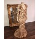 Champagne Sequins V-neck Long Sleevess Mermaid Prom Dresses