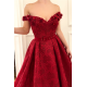 Off-the-Shoulder Ruby Lace Evening Dresses Chic Beading Appliques Flowers Prom Dresses