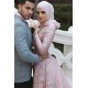 Pink Detachable Long-Sleeves Prom Dresses Appliques Lace Mermaid Evening Gowns