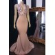 Pink Flowers Appliques Mermaid Long Prom Dresses Gorgeous Sleeveless V-Neck Evening Gowns