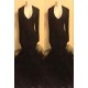 Chic black sequins prom dress, ruffles evening dress