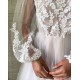 Chic See Through Tulle Lace Appliques Evening Gowns Chic Bubble Sleeves Long Prom Dresses