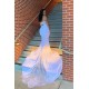 Strapless Sweetheart Lace Appliques Court Train Mermaid Prom Gowns