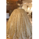 Spaghetti Straps Gold Beaded Lace Evening Dress Luxurious Ball Gown Princess Open Back Prom Party Gowns