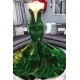 Green Gorgeous Ruffles Mermaid Prom Dresses Chic Sweetheart Appliques Long Evening Dresses