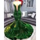 Green Gorgeous Ruffles Mermaid Prom Dresses Chic Sweetheart Appliques Long Evening Dresses