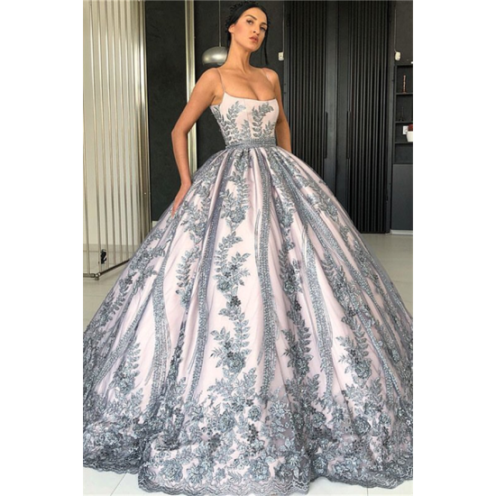 Spaghetti Straps Lace Appliques Evening Dresses Luxurious Princess Ball Gown Prom Party GownsNew Arrival