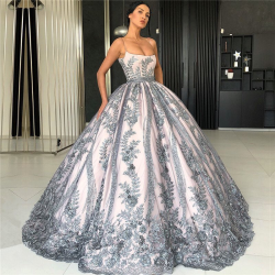 Spaghetti Straps Lace Appliques Evening Dresses Luxurious Princess Ball Gown Prom Party GownsNew Arrival