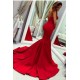 Sey Red Satin Mermaid Sleeveless Sweetheart Floor Length Backless Prom Dresses Evening Gowns With Zipper