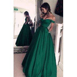 Elegant Off-the-Shoulder Evening Dress Green Long Prom Party Gowns