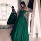 Elegant Off-the-Shoulder Evening Dress Green Long Prom Party Gowns