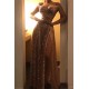 Off-the-Shoulder Charming Gold Sequins Evening Dresses Chic Side Slit Prom Dresses