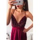 Simple Shining Sequins Applique Halter Prom Dresses Side slit Mermaid Sleeveless Chic Evening Dresses