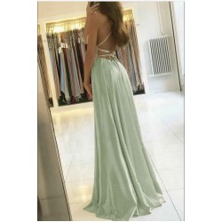 Elegant Spaghetti-Straps Long Prom Dress With Split