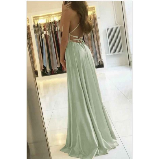 Elegant Spaghetti-Straps Long Prom Dress With Split