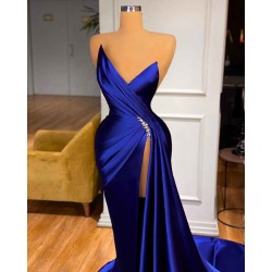 Glamorous Royal Blue Sweetheart Prom Dress Mermaid Long Evening Gowns With Split