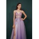 Sparkle Lilac Tulle High-split Spaghetti Strap Prom Dress