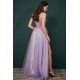 Sparkle Lilac Tulle High-split Spaghetti Strap Prom Dress