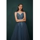 Unique Dusty Blue Tulle A-line Low back Spaghetti-strap Prom Dress