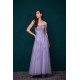 Burgundy Spaghetti Strap Lace Appliques High split Prom Dress