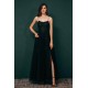 Burgundy Spaghetti Strap Lace Appliques High split Prom Dress